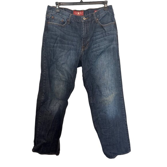 Lucky Brand Other - Lucky Brand 181 Relaxed Straight Mens Jeans Size 36x32 Dark Wash 100% Cotton Den